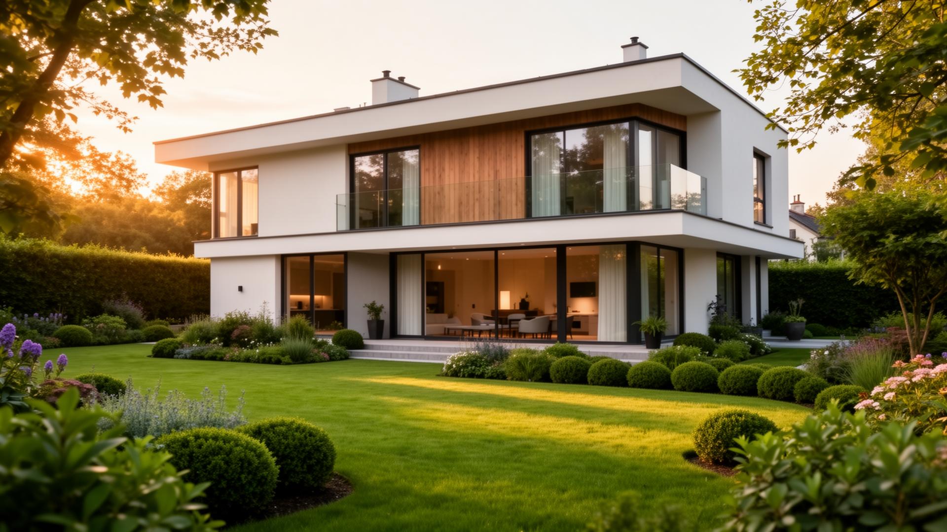 Moderne hjem med velholdt have